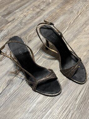 NINE WEST - SLING BACK HEELS - METALLIC BRONZE - SIZE 6.5